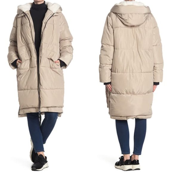 bagatelle Jackets & Blazers - Bagatelle Faux Shearling Long Parka Jacket Khaki